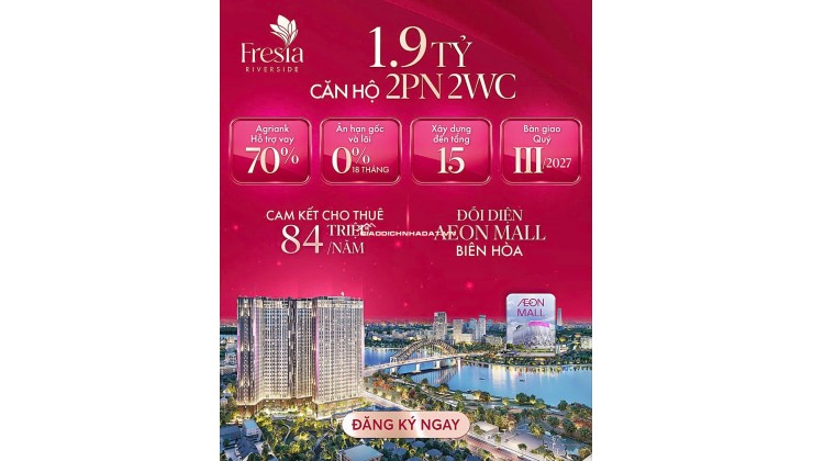 CĂN HỘ CAO NHẤT TP BIÊN HÒA 30 TẦNG VIEW SÔNG ĐỒNG NAI ĐỐI DIỆN AEON MALL ĐANG XÂY DỰNG